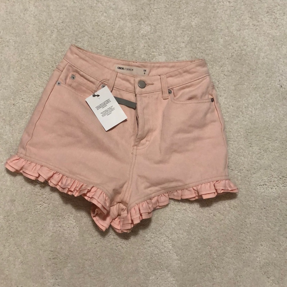 Pink ruffle shorts